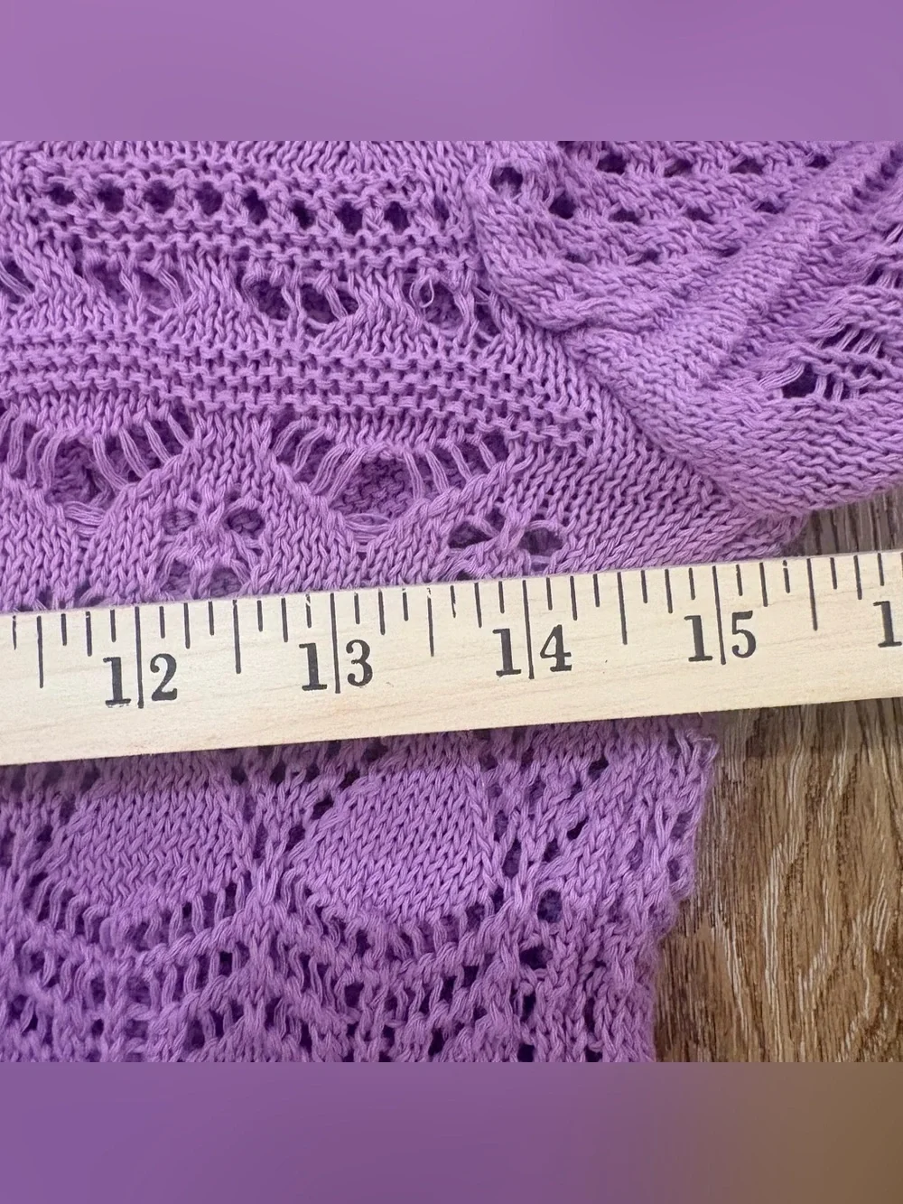 Zara Pointelle Knit Crochet Sweater Top Puff Ruffle Sleeve Lavender S Coquette